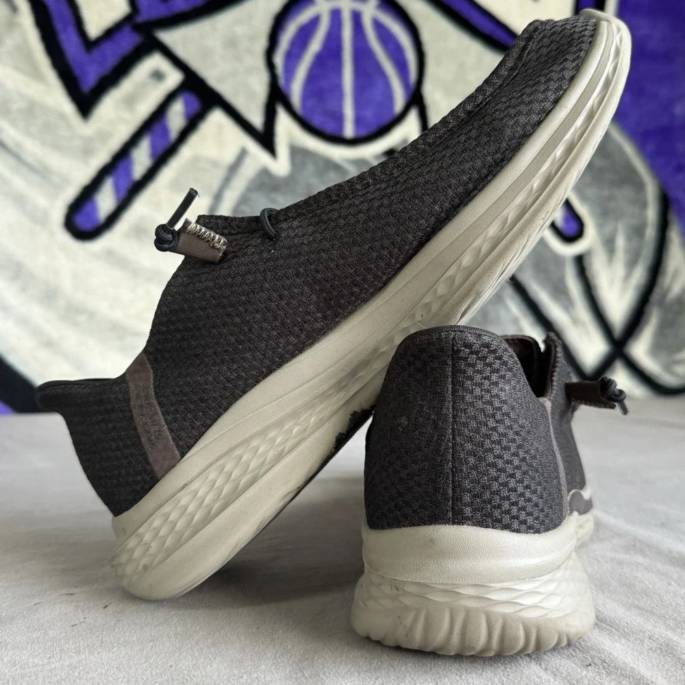 Size 11.5 - Skechers Shoes Mens Dario Grey Relaxed Slip On Hands Free Sneakers